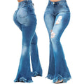 Calça de ganga slim de perna larga, versátil e moderna