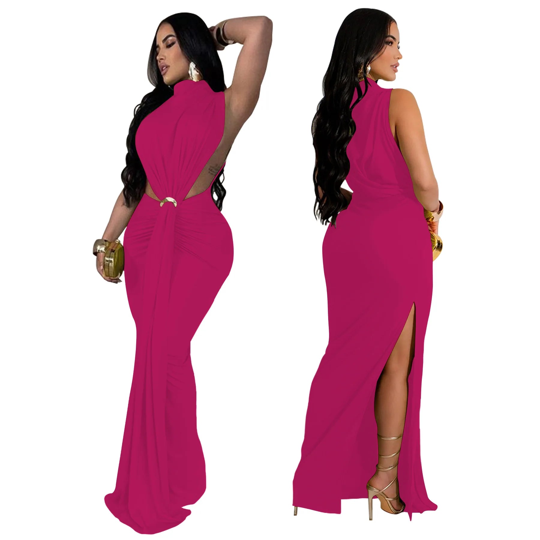 Vestido comprido elegante com design exclusivo de cardigan.