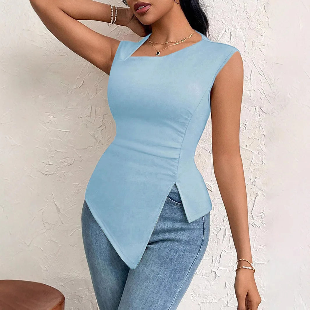 Camiseta Gola assimétrica para a primavera/verão