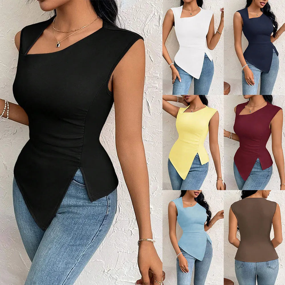 Camiseta Gola assimétrica para a primavera/verão