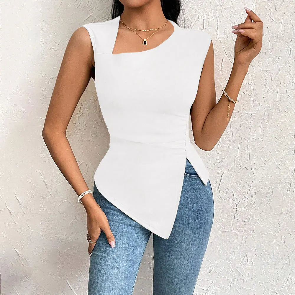 Camiseta Gola assimétrica para a primavera/verão