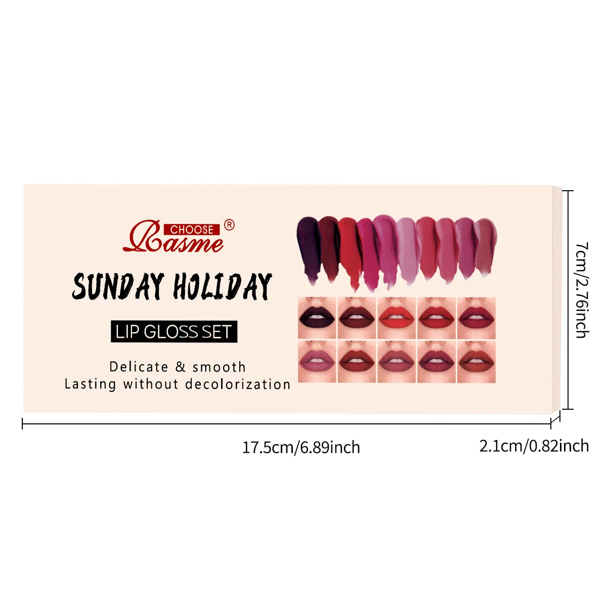 Conjunto de 10 Peças de Brilho Labial e Batom Aveludado
