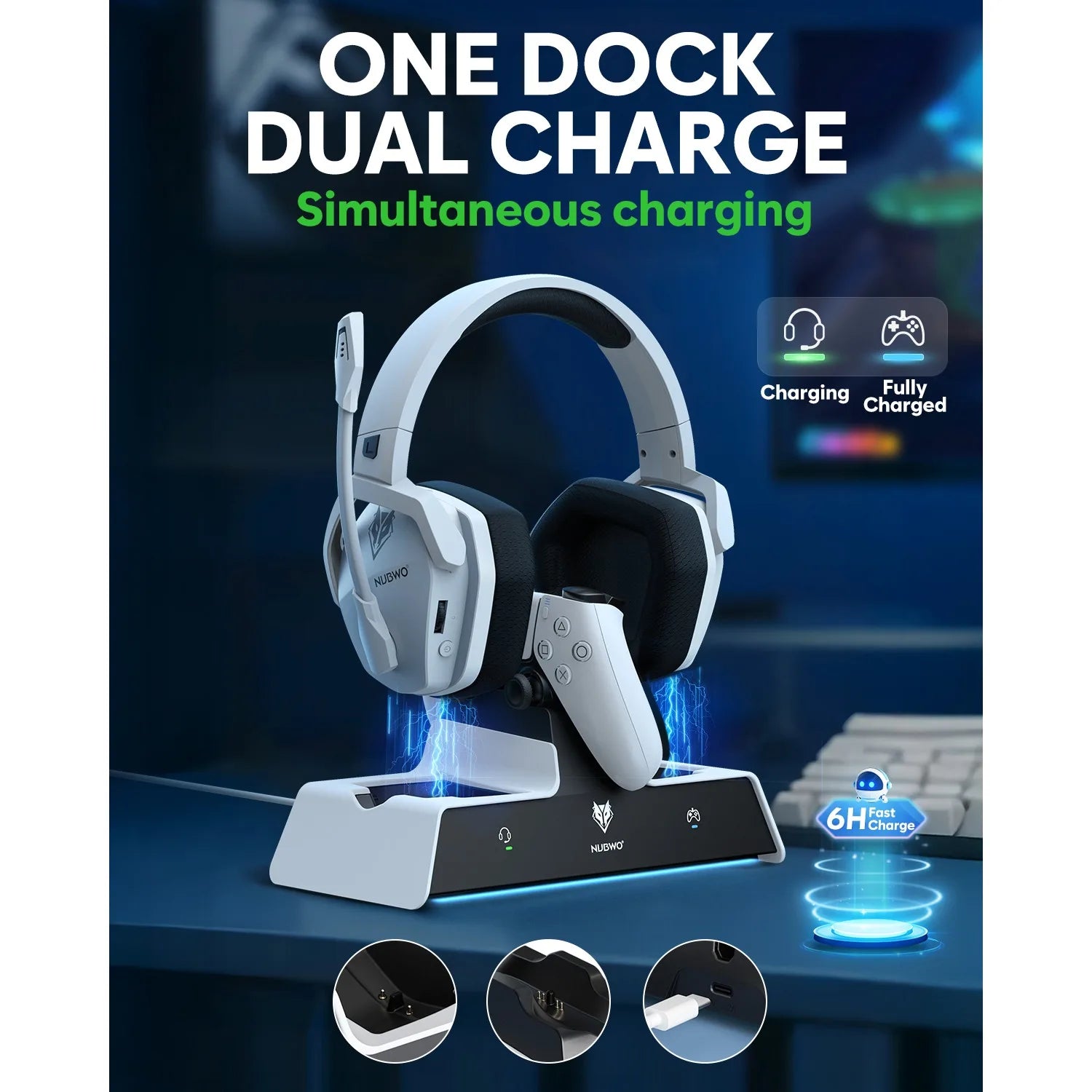 Headsets Gamer com estaçao de carregamento
